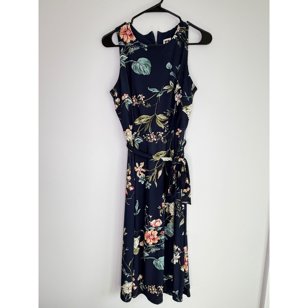 Anne Klein Floral Sleeveless Midi Dress Cottagecore Women 2 Blue Wedding Guest
